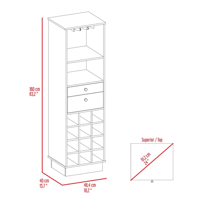 Pemberly Row Classic Wine Bar Cabinet with Storage 63.2in High in Black