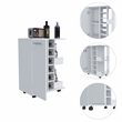 Pemberly Row Mobile Bar Cart with Wine Storage and Casters in White