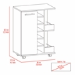 Pemberly Row Mobile Bar Cart with Wine Storage and Casters in White