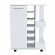 Pemberly Row Mobile Bar Cart with Wine Storage and Casters in White