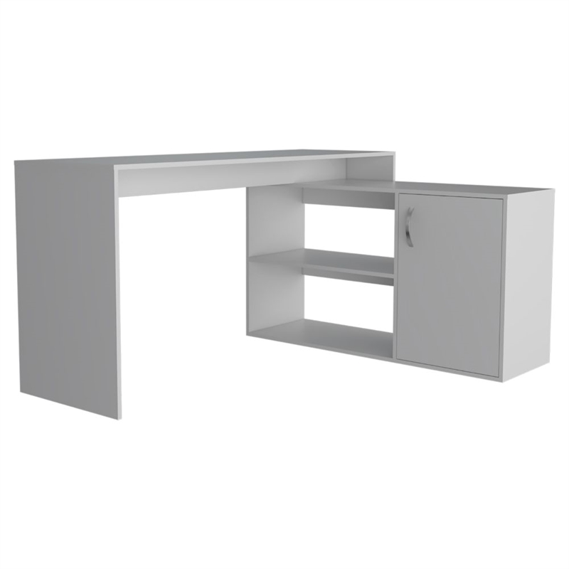 Pemberly Row L-Shaped Corner Office Desk 59.64in Wide in White