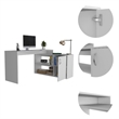 Pemberly Row L-Shaped Corner Office Desk 59.64in Wide in White