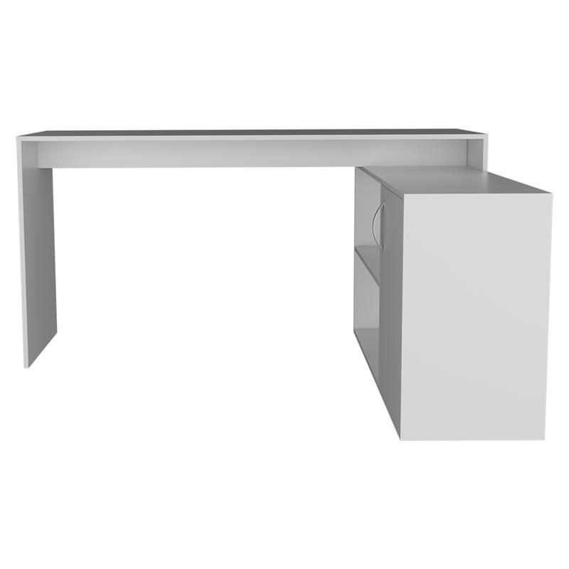 Pemberly Row L-Shaped Corner Office Desk 59.64in Wide in White