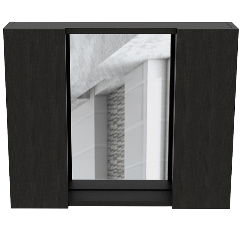 Pemberly Row Medicine Cabinet with Mirror 23.62in Wide in Black
