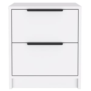 Pemberly Row Bedroom Nightstand with 2 Drawers 18.9in High in White