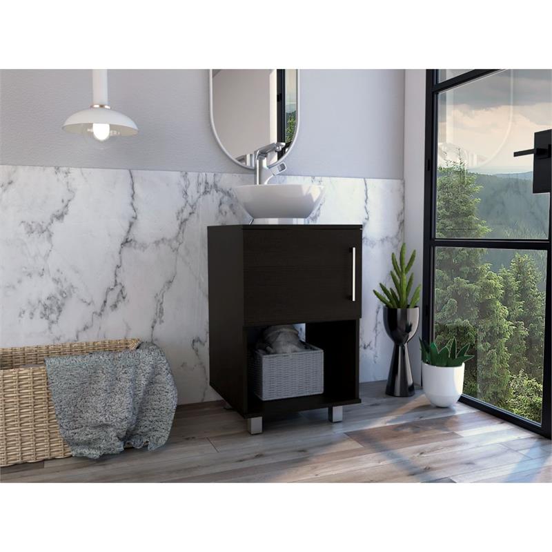 Pemberly Row 18in Single Bathroom Vanity with Cabinet in Black