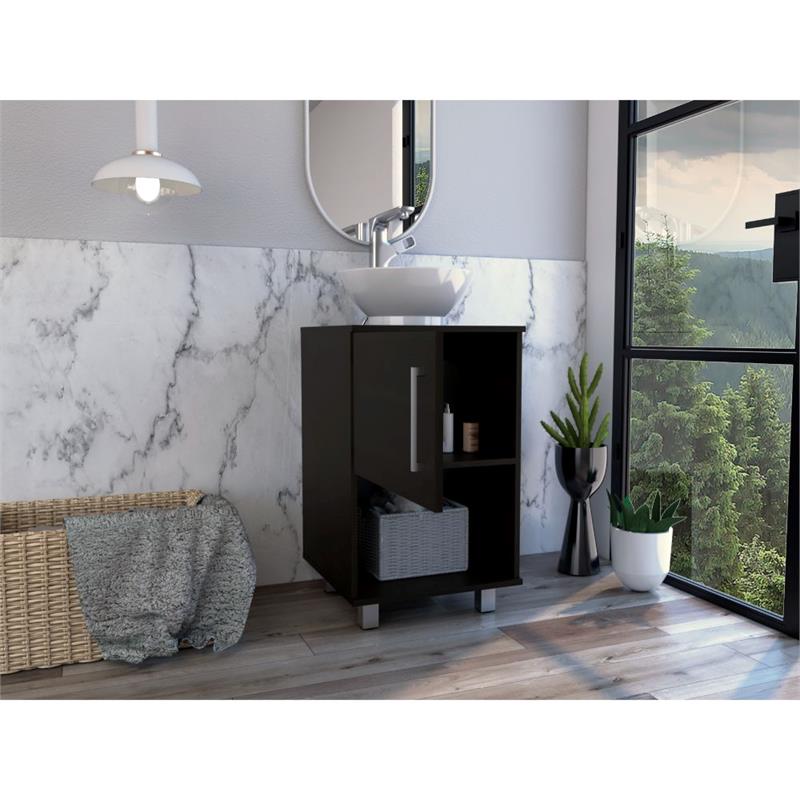 Pemberly Row 18in Single Bathroom Vanity with Cabinet in Black