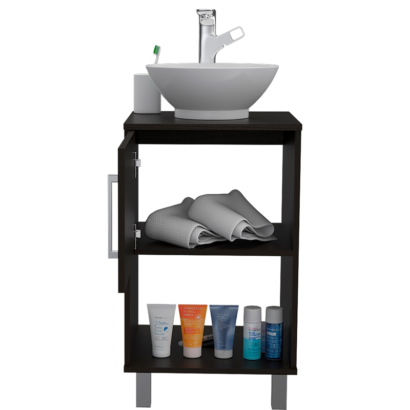 Pemberly Row 18in Single Bathroom Vanity with Cabinet in Black