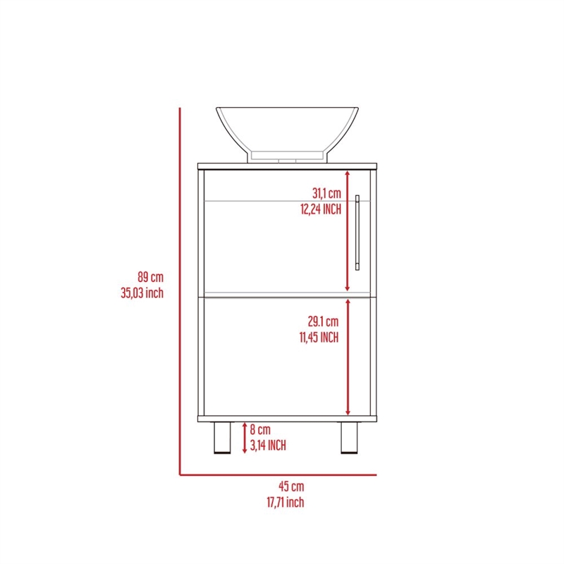 Pemberly Row 18in Single Bathroom Vanity with Cabinet in Black