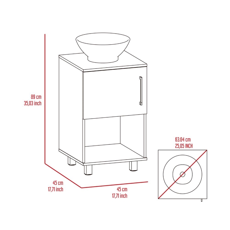 Pemberly Row 18in Single Bathroom Vanity with Cabinet in Black
