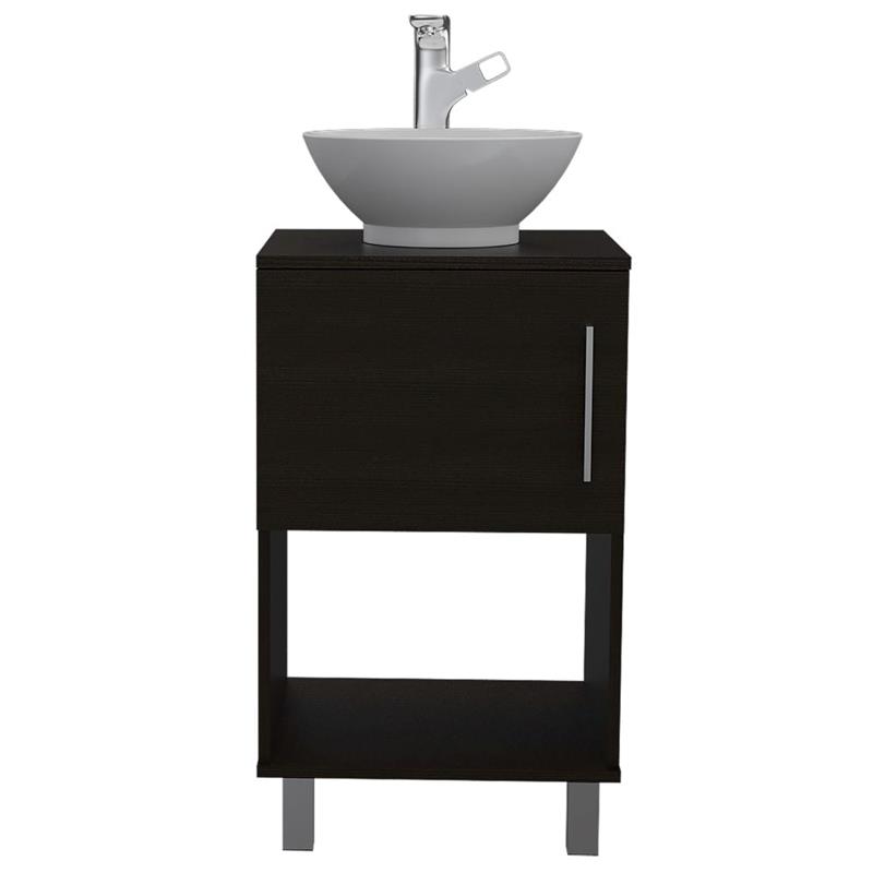 Pemberly Row 18in Single Bathroom Vanity with Cabinet in Black
