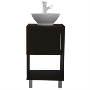 Pemberly Row 18in Single Bathroom Vanity with Cabinet in Black
