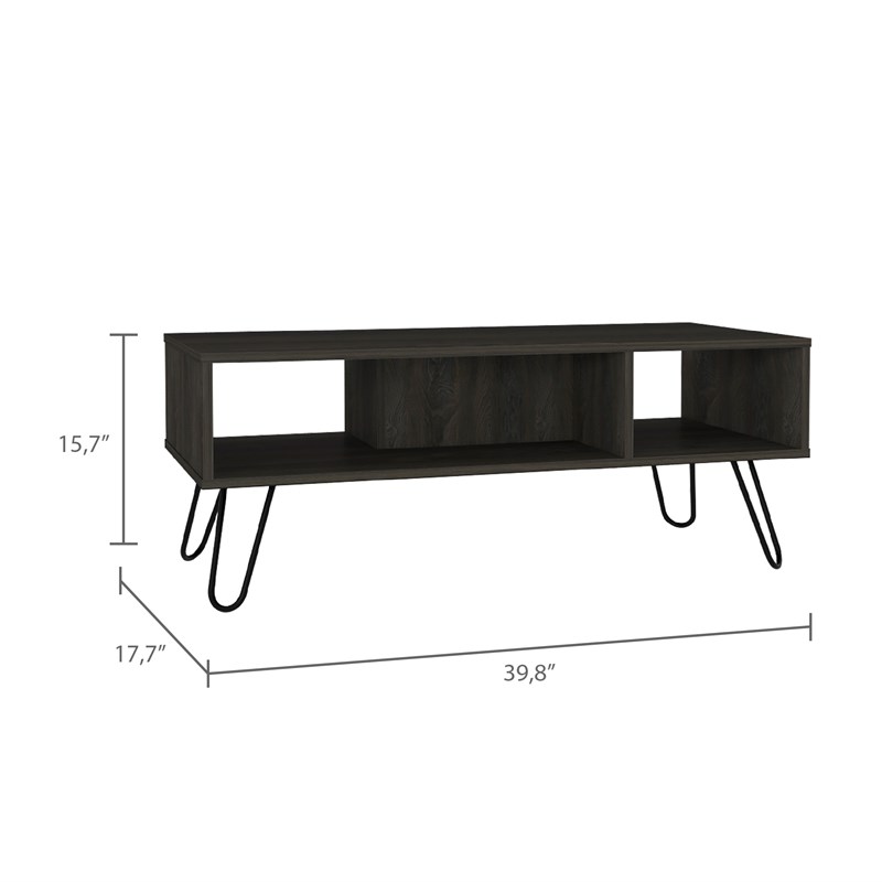 Pemberly Row Coffee Table with Hairpin Legs 39.8in Wide in Brown