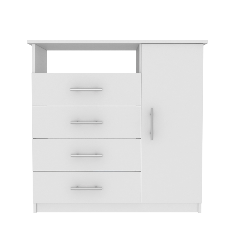 Pemberly Row Modern 4 Drawer Dresser and 40in TV Stand in White