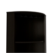 Pemberly Row Corner Bar and Wine Cabinet with Stemware Rack in Black