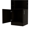 Pemberly Row Corner Bar and Wine Cabinet with Stemware Rack in Black