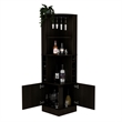 Pemberly Row Corner Bar and Wine Cabinet with Stemware Rack in Black