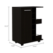 Pemberly Row Mobile Bar Cart with Wine Storage and Casters in Black