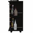Pemberly Row Mobile Bar Cart with Wine Storage and Casters in Black