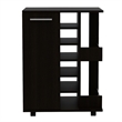 Pemberly Row Mobile Bar Cart with Wine Storage and Casters in Black