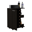 Pemberly Row Mobile Bar Cart with Wine Storage and Casters in Black