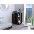 Pemberly Row Mobile Bar Cart with Wine Storage and Casters in Black