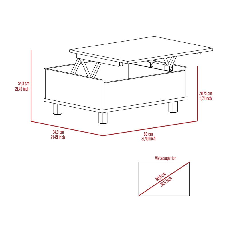 Pemberly Row Lift Top Storage Coffee Table 31.5in Wide in White