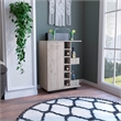 Pemberly Row Mobile Bar Cart with Wine Storage and Casters in Beige