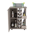 Pemberly Row Mobile Bar Cart with Wine Storage and Casters in Beige