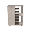 Pemberly Row Mobile Bar Cart with Wine Storage and Casters in Beige
