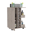 Pemberly Row Mobile Bar Cart with Wine Storage and Casters in Beige