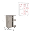 Pemberly Row Mobile Bar Cart with Wine Storage and Casters in Beige