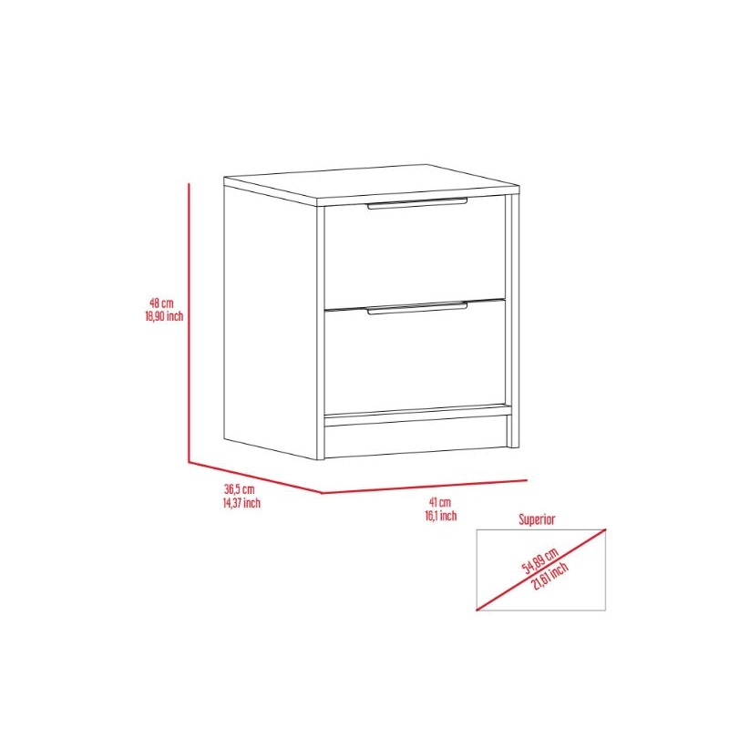 Pemberly Row Nightstand with 2 Drawers 19in High in Multi-Color