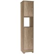 Pemberly Row Tall Linen Storage Cabinet with Shelves 67in High in Beige