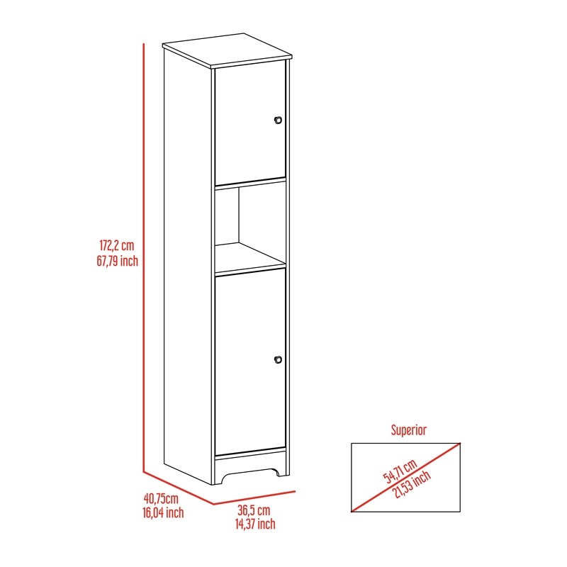 Pemberly Row Tall Linen Storage Cabinet with Shelves 67in High in Beige