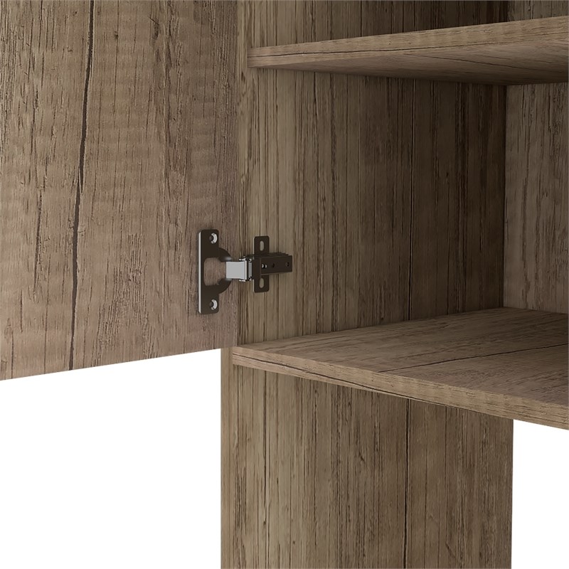 Pemberly Row Tall Linen Storage Cabinet with Shelves 67in High in Beige