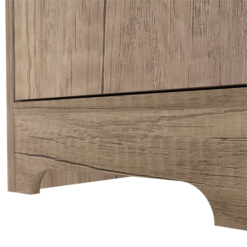 Pemberly Row Tall Linen Storage Cabinet with Shelves 67in High in Beige