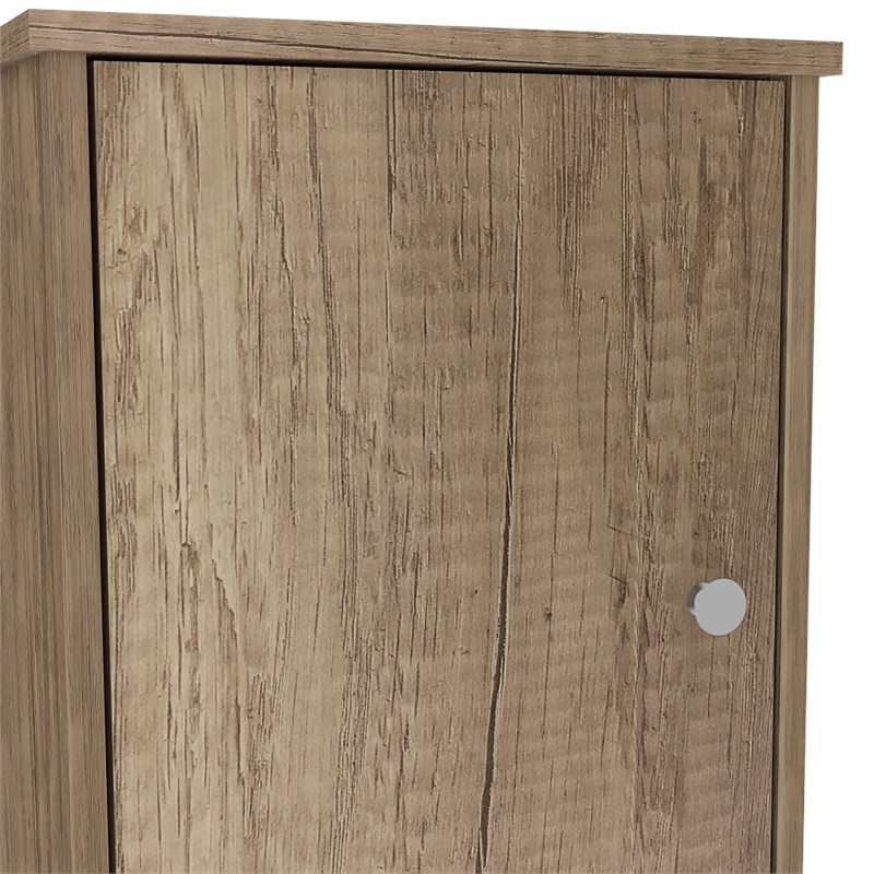 Pemberly Row Tall Linen Storage Cabinet with Shelves 67in High in Beige