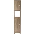 Pemberly Row Tall Linen Storage Cabinet with Shelves 67in High in Beige