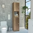 Pemberly Row Tall Linen Storage Cabinet with Shelves 67in High in Beige