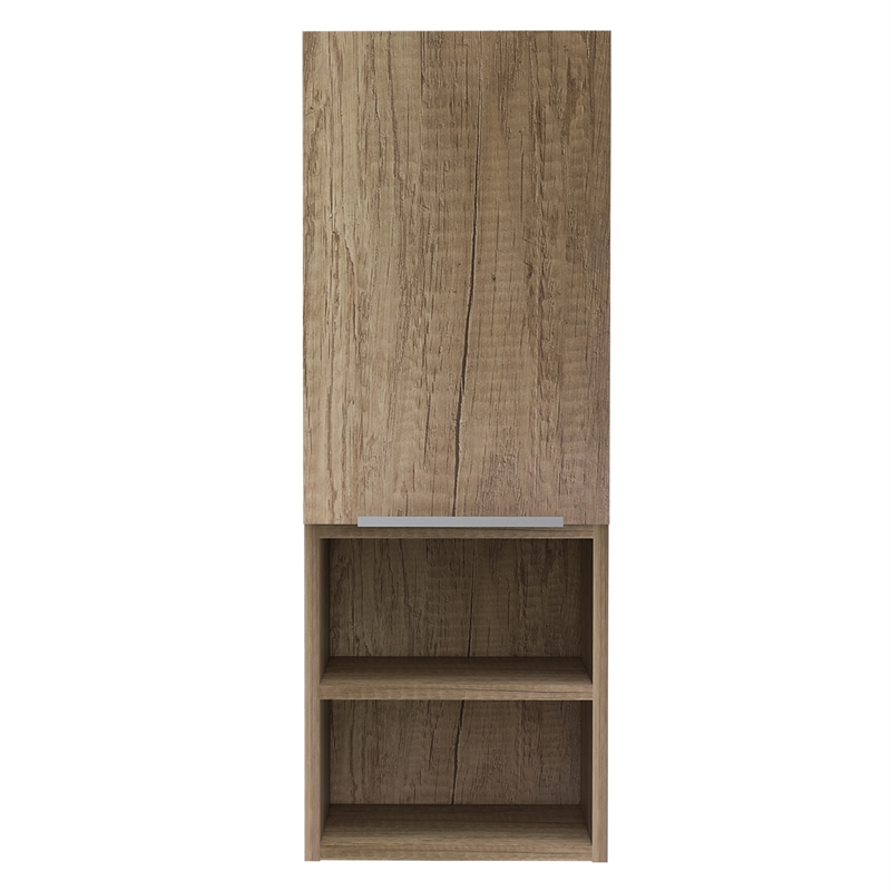 Pemberly Row Bathroom Wall Medicine Cabinet with Shelves in Brown