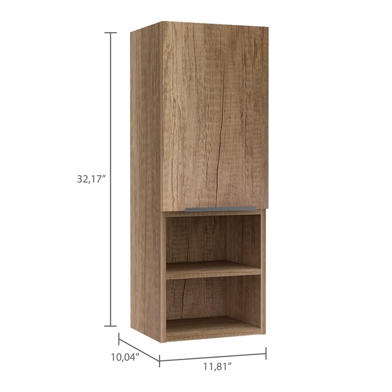 Pemberly Row Bathroom Wall Medicine Cabinet with Shelves in Brown
