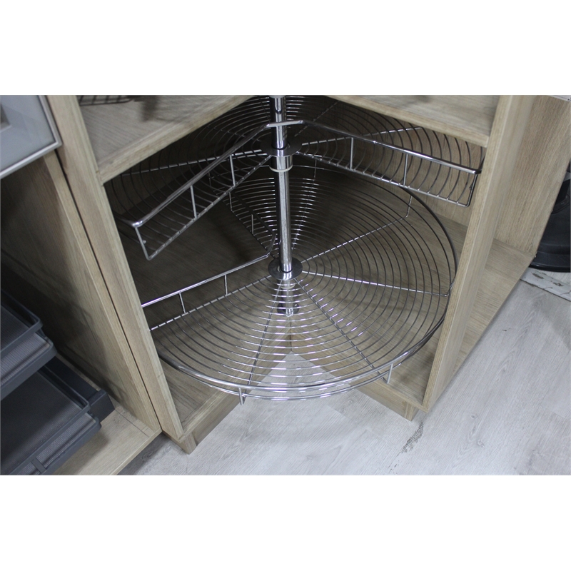 Pemberly Row 2 Tier Lazy Susan Corner Cabinet Organizer in Silver