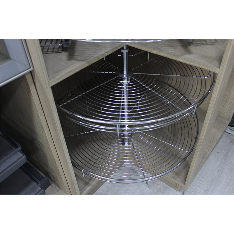 Pemberly Row 2 Tier Lazy Susan Corner Cabinet Organizer in Silver