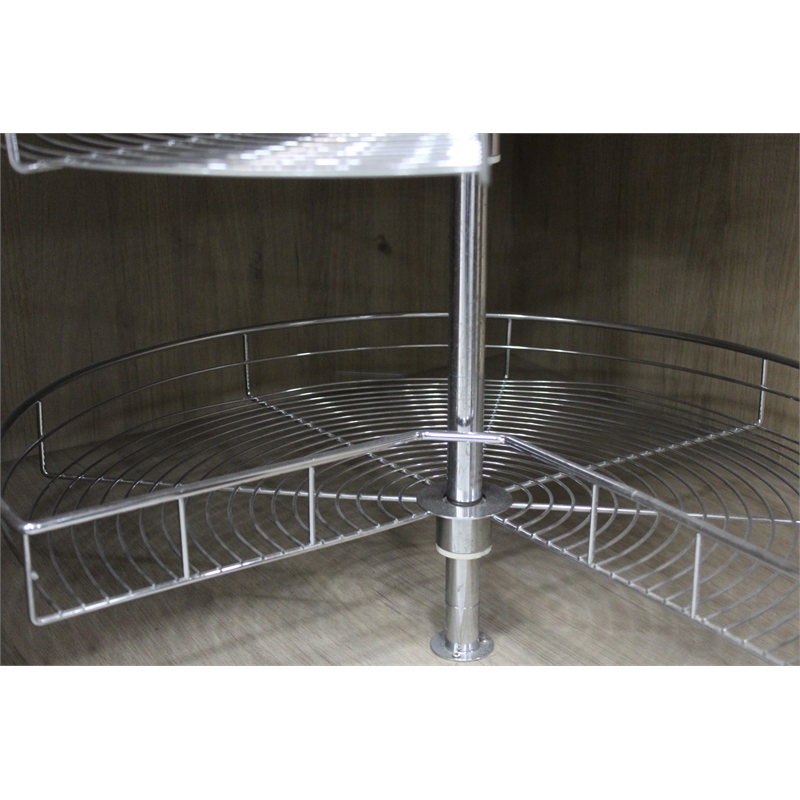 Pemberly Row 2 Tier Lazy Susan Corner Cabinet Organizer in Silver