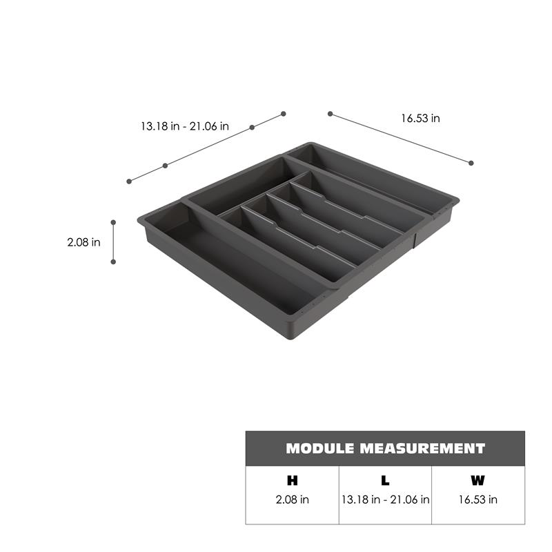 Pemberly Row Adjustable Kitchen Flatware Utensil Organizer in Gray