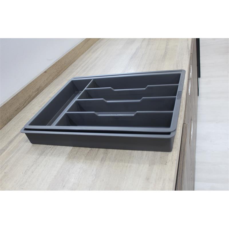 Pemberly Row Adjustable Kitchen Flatware Utensil Organizer in Gray