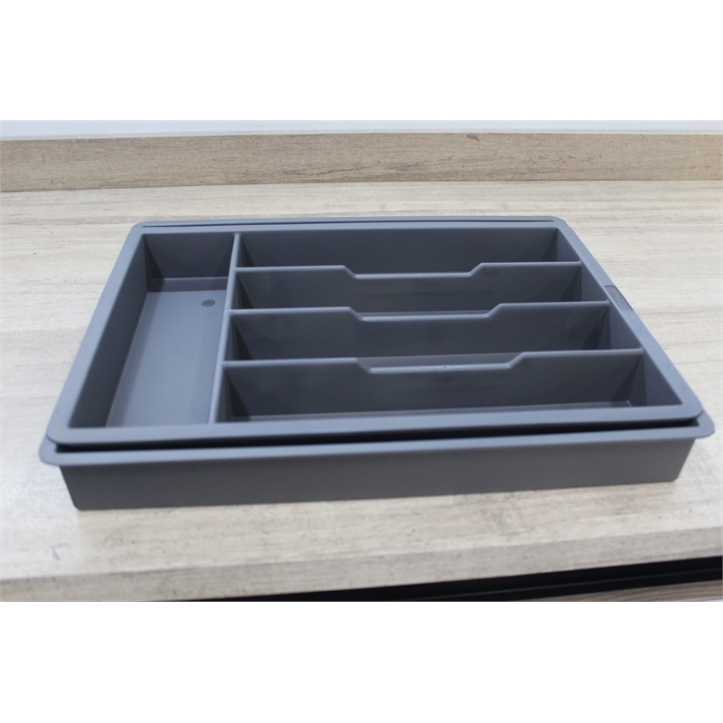 Pemberly Row Adjustable Kitchen Flatware Utensil Organizer in Gray