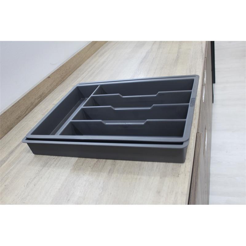 Pemberly Row Adjustable Kitchen Flatware Utensil Organizer in Gray