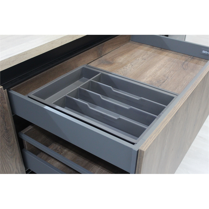 Pemberly Row Adjustable Kitchen Flatware Utensil Organizer in Gray